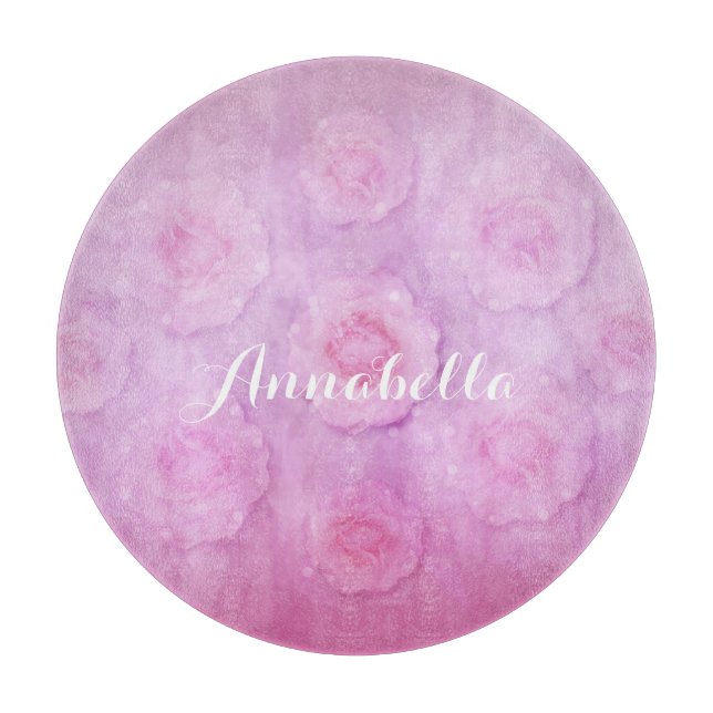 Watercolor roses cutting board (Front)