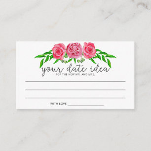 Watercolor roses Date night ideas \ Date jar Enclosure Card