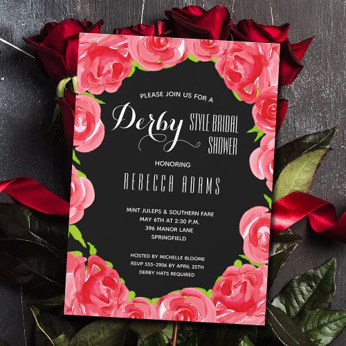 Watercolor Roses Derby Bridal Shower Invitation