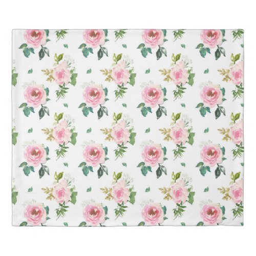 Watercolor Roses Duvet Cover