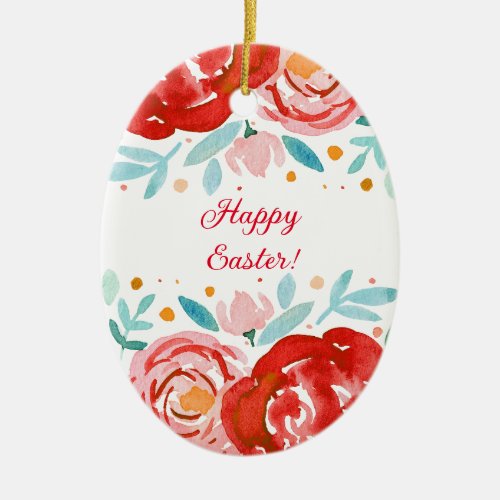 Watercolor roses Easter Ceramic Ornament