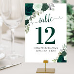 Watercolor Roses Elegant Emerald Green Wedding Table Number<br><div class="desc">These beautiful wedding table number cards feature an elegant boho chic design with hand painted watercolor roses in shades of emerald green and sage. Perfect way to make your wedding reception beautiful and help your guests find the right table at the same time.</div>
