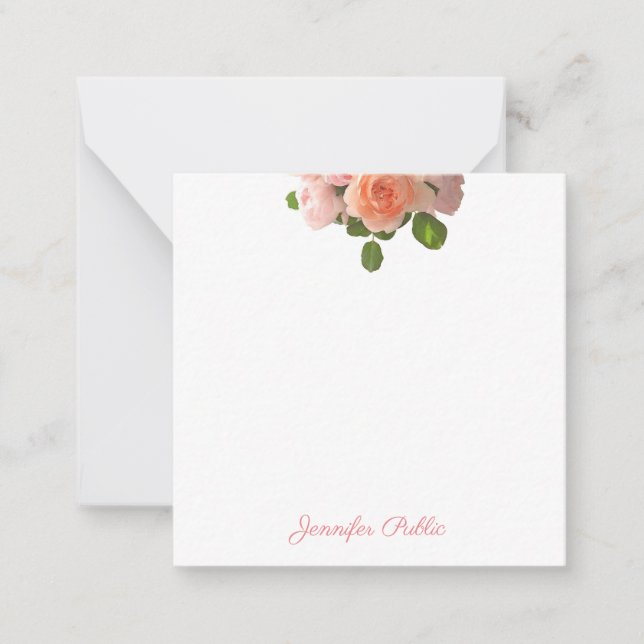 Watercolor Roses Elegant Handwritten Template Flat (Front)