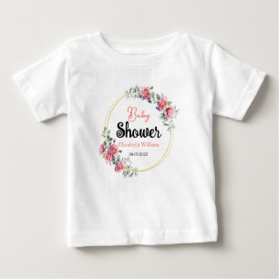 Watercolor Roses & Eucalyptus Baby Shower Baby T-Shirt