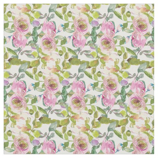 Watercolor Roses Fabric