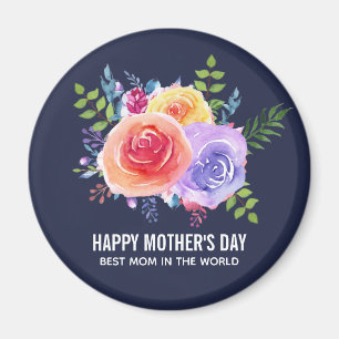 Watercolor Roses Floral Bouquet Mother's Day Magnet