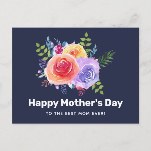 Watercolor Roses Floral Bouquet Mothers Day Postcard