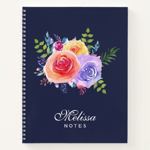 Watercolor Roses Floral Bouquet Notebook