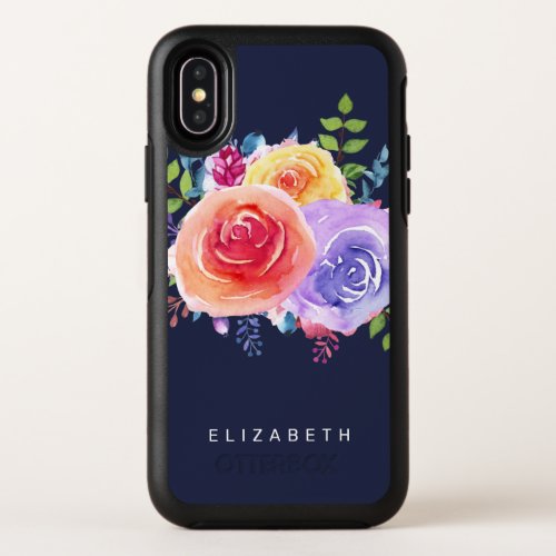 Watercolor Roses Floral Bouquet OtterBox Symmetry iPhone X Case