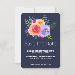 Watercolor Roses Floral Bouquet Save the Date