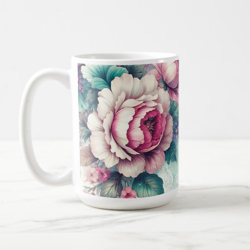 Watercolor Roses Floral Coffee Mug