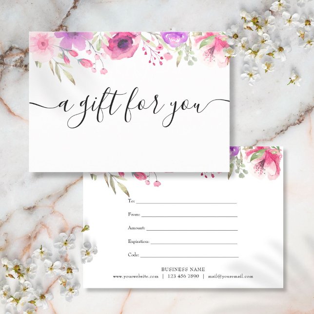 Watercolor Roses Floral Gift Certificate (Watercolor Roses Floral Gift Certificate)