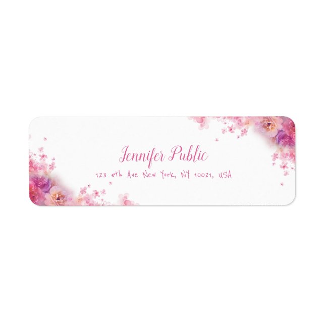 Watercolor Roses Floral Handwritten Script Elegant Label (Front)