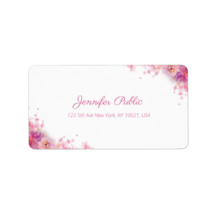 Watercolor Roses Floral Modern Hand Script Address Label