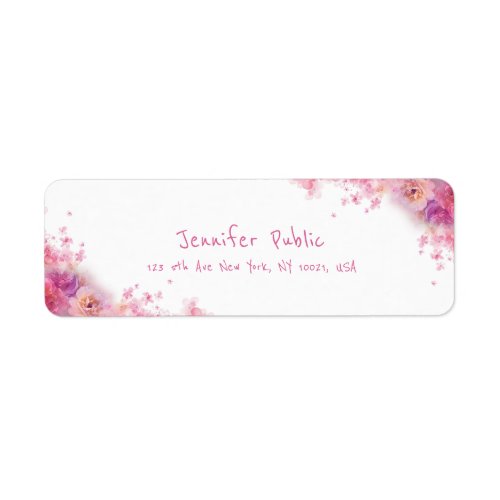 Watercolor Roses Floral Modern Hand Script Elegant Label