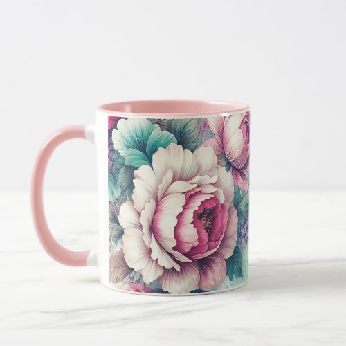 Watercolor Roses Floral Mug