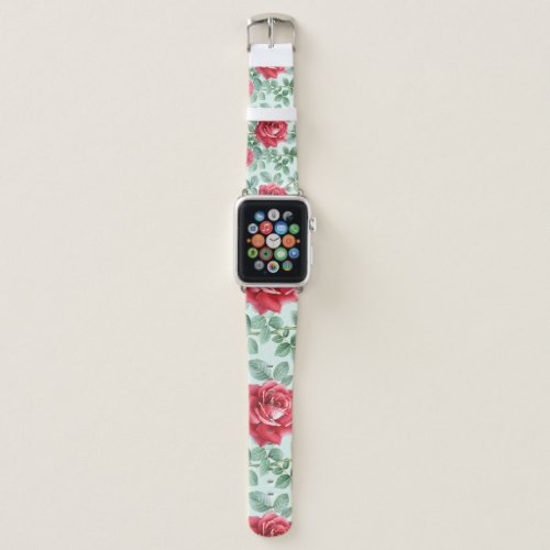 Watercolor Roses Floral Seamless Illustration Apple Watch Band