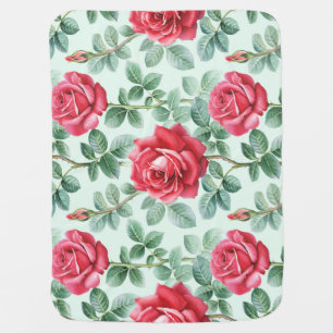 Watercolor Roses: Floral Seamless Illustration. Baby Blanket