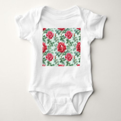 Watercolor Roses Floral Seamless Illustration Baby Bodysuit