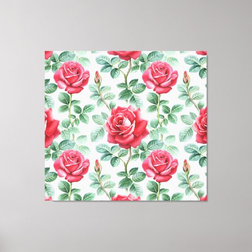Watercolor Roses Floral Seamless Illustration Canvas Print