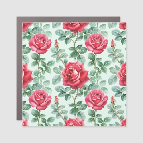 Watercolor Roses Floral Seamless Illustration Car Magnet