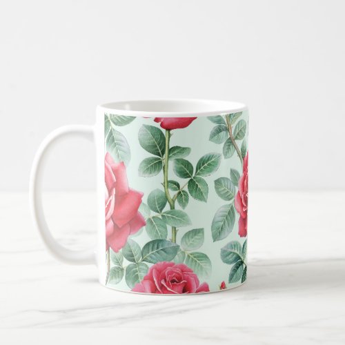 Watercolor Roses Floral Seamless Illustration Coffee Mug