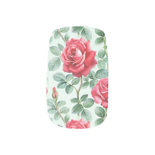 Watercolor Roses Floral Seamless Illustration Minx Nail Art