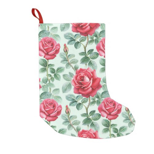 Watercolor Roses Floral Seamless Illustration Small Christmas Stocking
