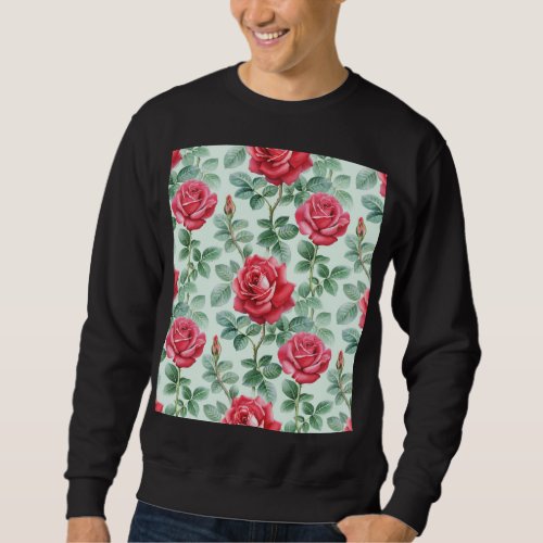 Watercolor Roses Floral Seamless Illustration Sweatshirt