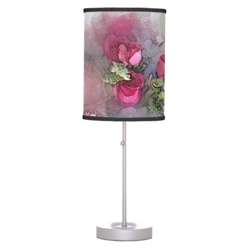 Watercolor Roses Flowers Bouquet Floral Template Table Lamp