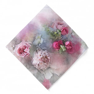 Watercolor Roses Flowers Floral Elegant Template Bandana