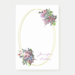 Watercolor Roses Flowers Hand Script Template Post-it Notes