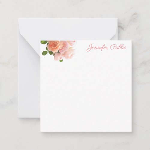Watercolor Roses Flowers Handwritten Text Template
