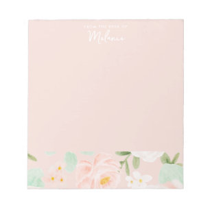 Watercolor Roses Flowers in Pink and Peach Notepad