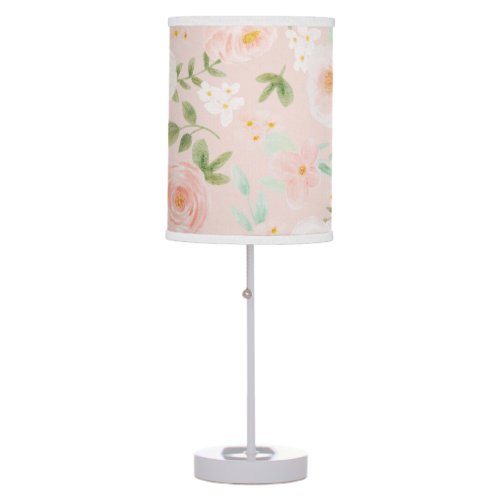 Watercolor Roses Flowers in Pink and Peach Table Lamp