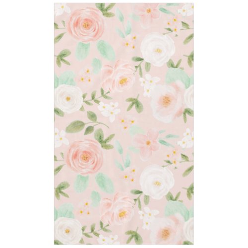 Watercolor Roses Flowers in Pink and Peach Tablecloth