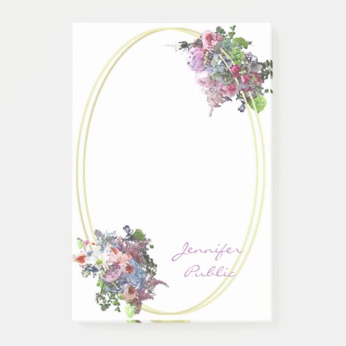 Watercolor Roses Flowers Template Hand Script Post_it Notes