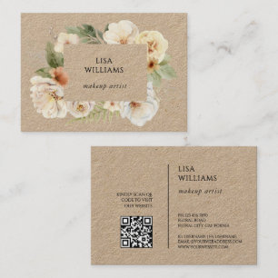 Watercolor Roses Frame Kraft Business Card