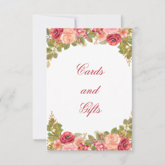 Watercolor Roses Glitter Cards & Gifts Table Card