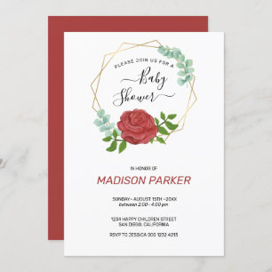 Watercolor Roses Gold Frame Invitation