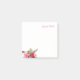 Watercolor Roses Hand Script Text Floral Template Post-it Notes