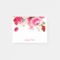 Watercolor Roses Handwritten Script Name Floral Post-it Notes