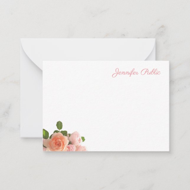 Watercolor Roses Handwritten Text Template Elegant (Front)