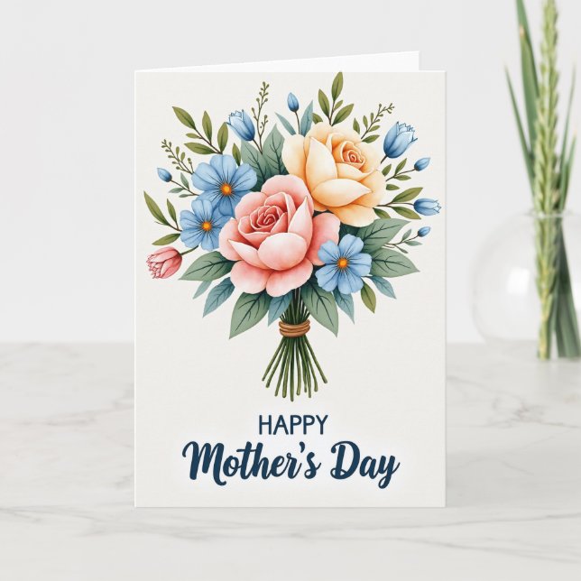 Watercolor Roses Happy Day Card (Front)