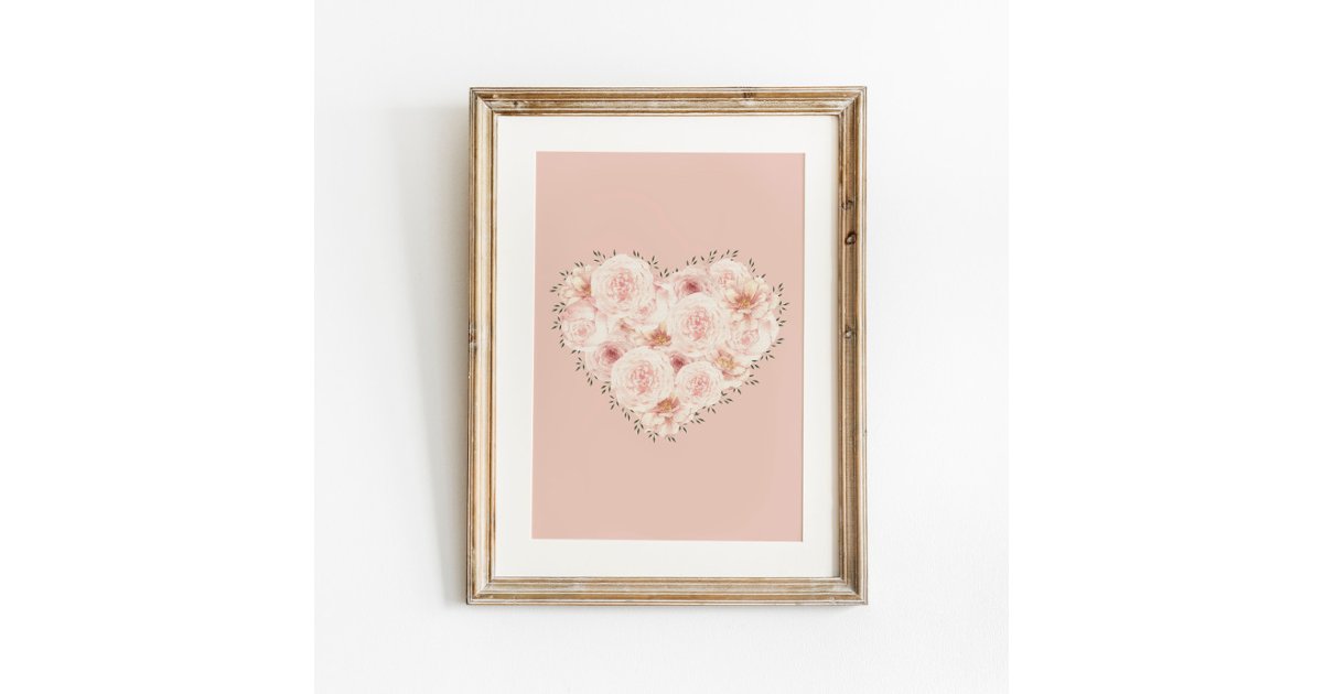 Watercolor Roses Heart Poster | Zazzle
