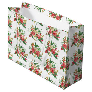 Watercolor Roses Holiday Large Gift Bag
