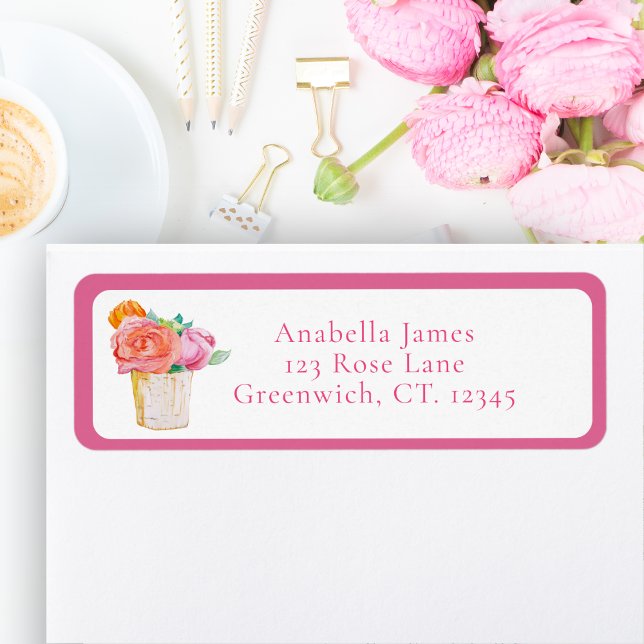 Watercolor Roses in Vase Label (Creator Uploaded)