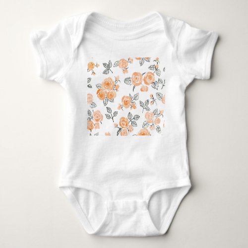 Watercolor Roses Ink White Background Baby Bodysuit