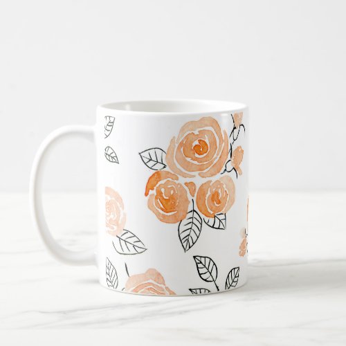 Watercolor Roses Ink White Background Coffee Mug