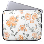 Watercolor Roses: Ink White Background Laptop Sleeve